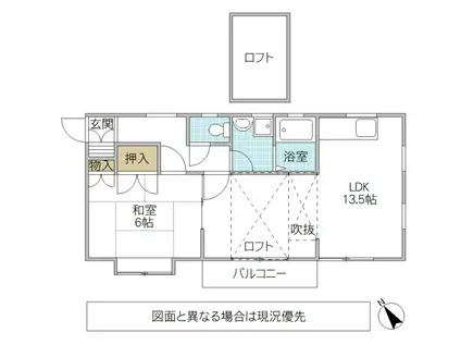 コーポシャングリア(1LDK/2階)の間取り写真
