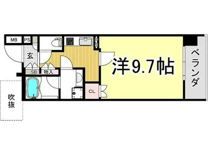 トア山手フラッツ(1K/8階)の間取り写真