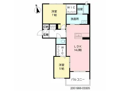 MAST東櫛原 C棟(2LDK/3階)の間取り写真