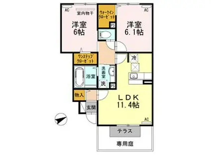 TNアルテミスII(2LDK/1階)の間取り写真