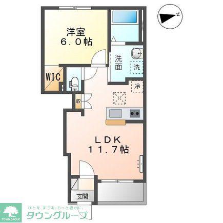 リョウエン(1LDK/1階)の間取り写真