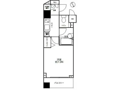 パレステュディオ御茶ノ水(1K/2階)の間取り写真