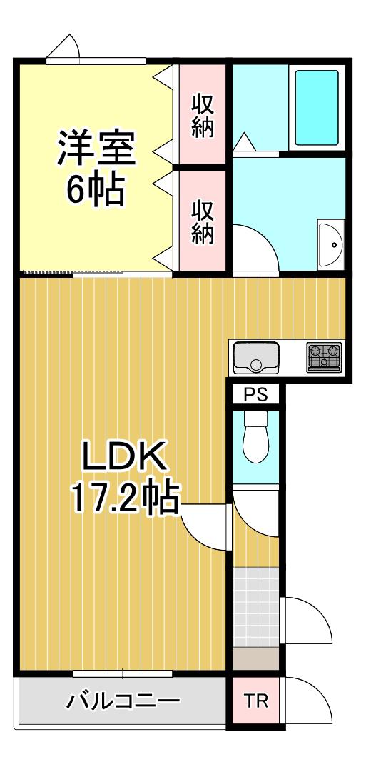 ミレイル矢代(1LDK/3階)の間取り写真