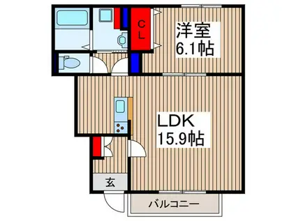 ルミセンス(1LDK/1階)の間取り写真