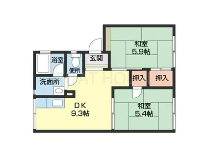 ラベニュ岩橋(2DK/1階)の間取り写真