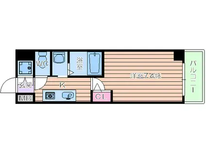 グランディール阪南町III番館(1K/7階)の間取り写真