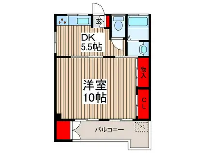 青木グリーンハイツ(1DK/3階)の間取り写真