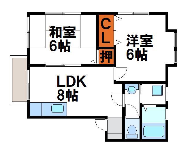 みゆきコーポ(2LDK/2階)の間取り写真