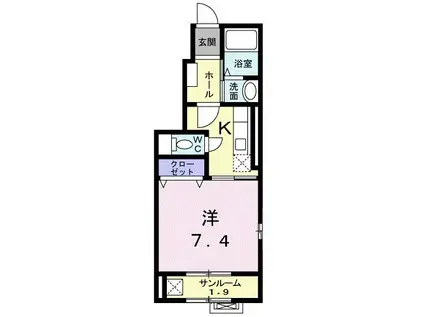 ビブレ 織田(1K/1階)の間取り写真