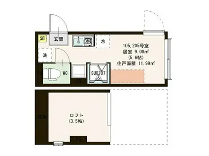 REVIEW(ワンルーム/1階)の間取り写真