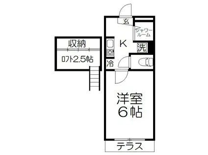 あかるハイム19(1K/1階)の間取り写真