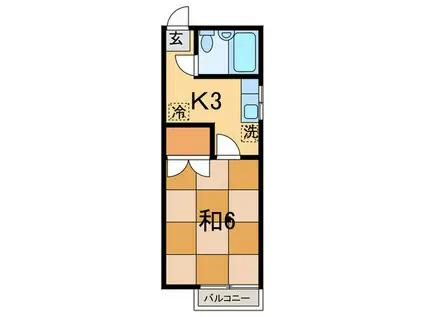 ハイツ上用賀 1(1K/1階)の間取り写真