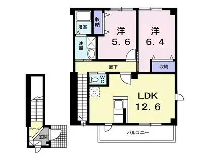 ブラン・エールII(2LDK/2階)の間取り写真
