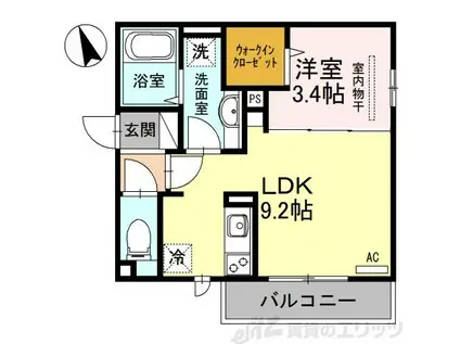 リベーラ辻II(1LDK/1階)の間取り写真