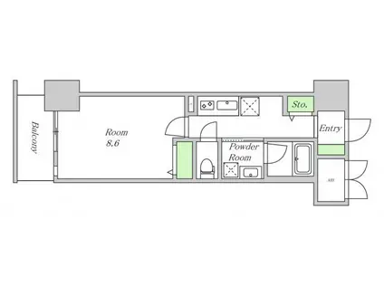 サニープレイス大阪港(1K/2階)の間取り写真