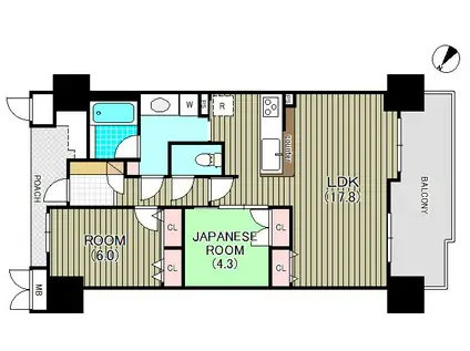 ディーレスティアりんくう羽倉崎(2LDK/14階)の間取り写真