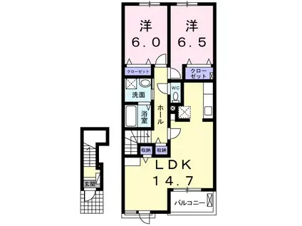 リヤン ド ファミーユ(2LDK/2階)の間取り写真