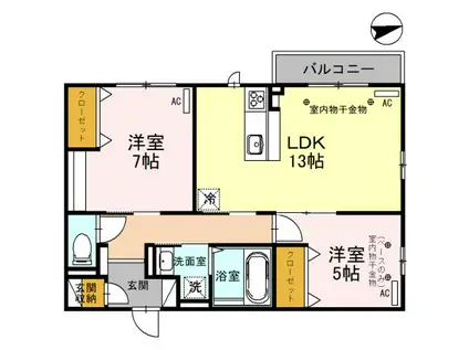 ルナ・ピエナ(2LDK/2階)の間取り写真