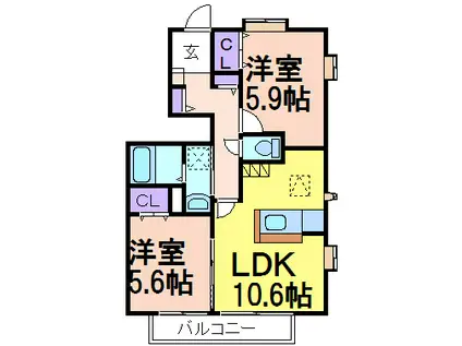 ラ・カーサ・フェリーチェ(2LDK/1階)の間取り写真