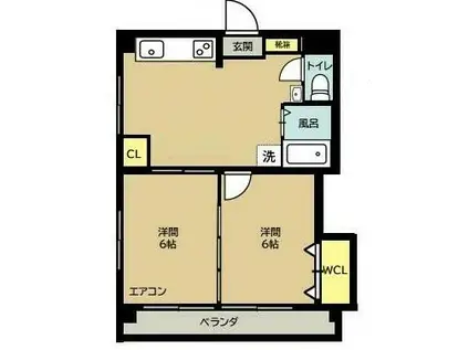 第3富山ハイツ(2DK/4階)の間取り写真