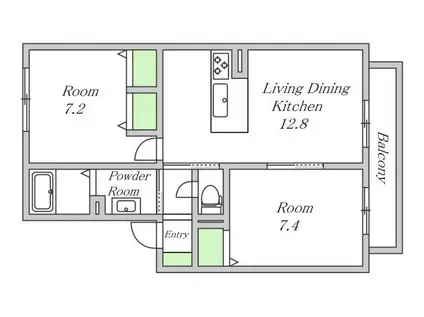 シャーメゾン・パインハイツ(2LDK/1階)の間取り写真