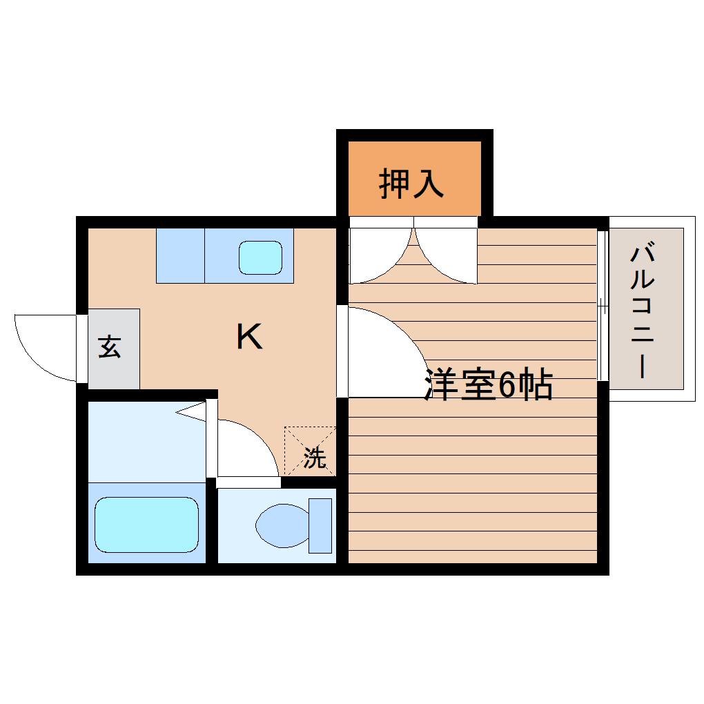 ブリティッシュヒルズ(1K/2階)の間取り写真