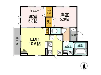 マイプレイス東照宮A(2LDK/2階)の間取り写真