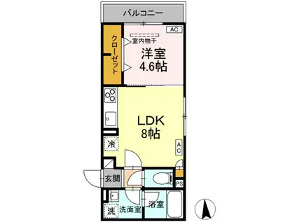 ディールーム寺町(1LDK/3階)の間取り写真