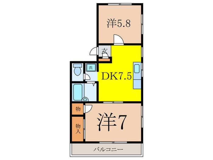 メゾンヌフ(2DK/2階)の間取り写真