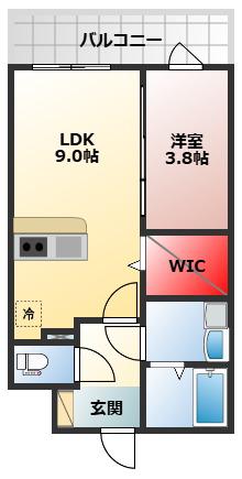 サザンクレスト高師浜(1LDK/4階)の間取り写真
