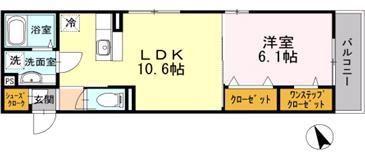 CASA BRISAS PARTE N(1LDK/3階)の間取り写真