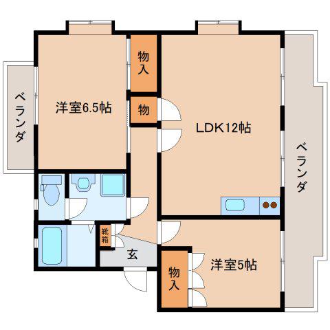 ドルフK(2LDK/2階)の間取り写真