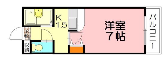 エステートベネフィット桑原(1K/2階)の間取り写真