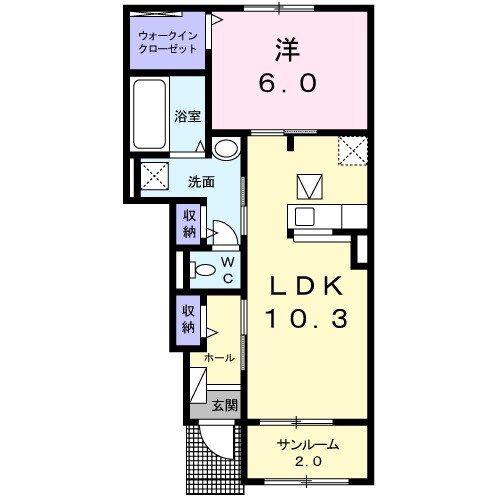 第三東雲 A棟(1LDK/1階)の間取り写真