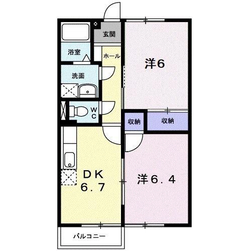 サンスクエア-D(2DK/2階)の間取り写真