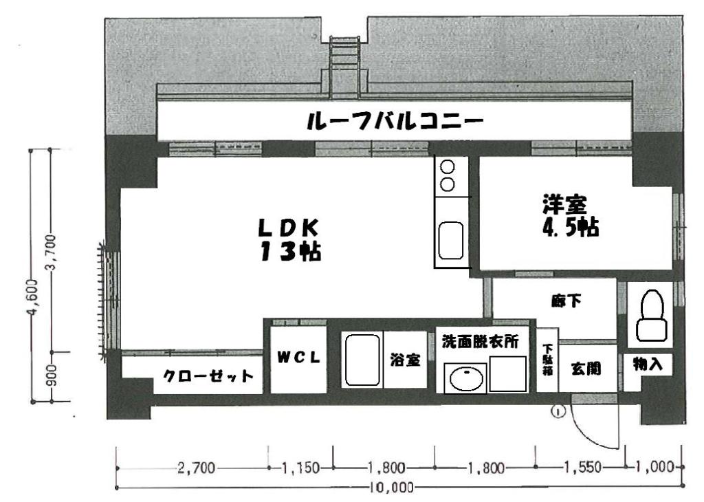 ライオンズマンション薬院第5(1LDK/6階)の間取り写真