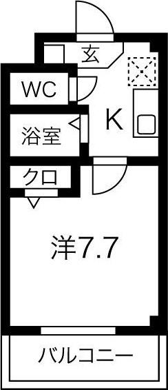 メゾンボー隅田II(1K/1階)の間取り写真