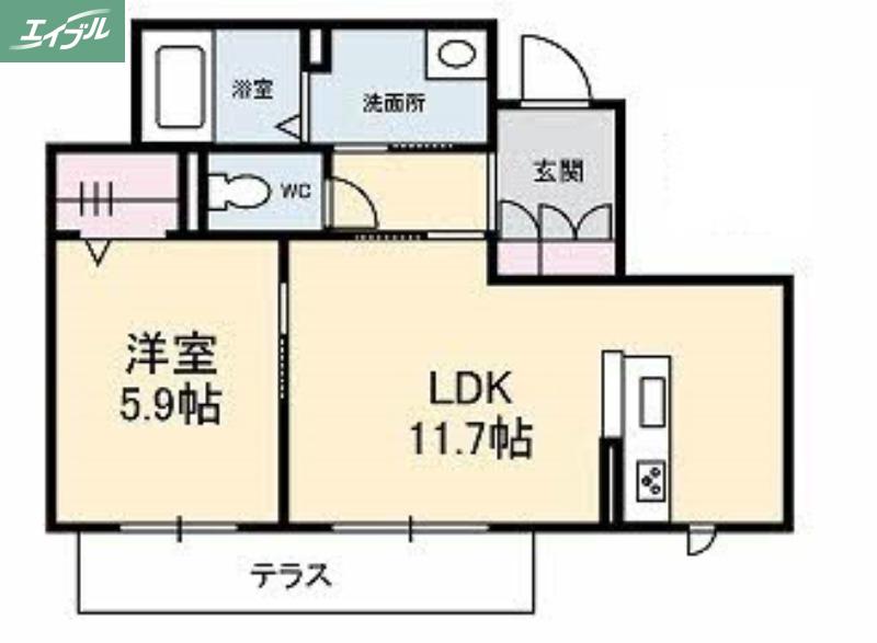 プリティーウーマン B棟(1LDK/1階)の間取り写真