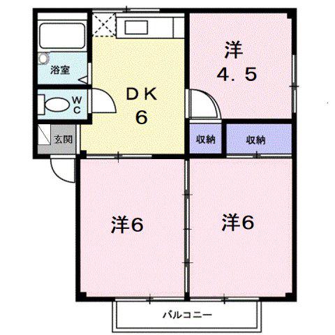 シティハイツ静風(3DK/2階)の間取り写真