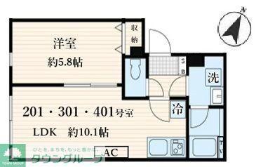 ALATO菊川(1LDK/2階)の間取り写真