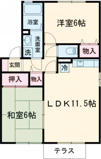 たんぽぽハウスC棟(2LDK/1階)の間取り写真