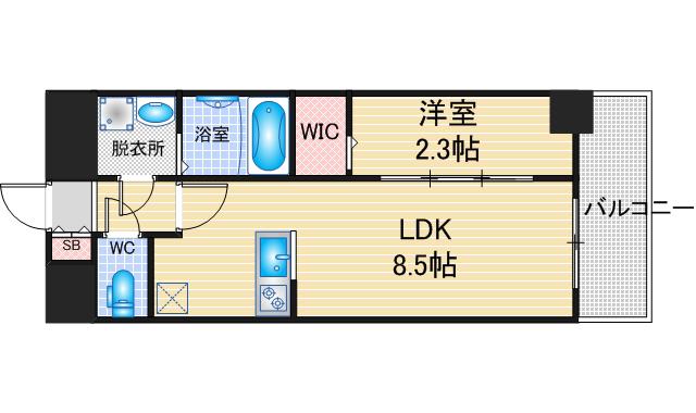 メイクスアート名古屋城西(1LDK/9階)の間取り写真