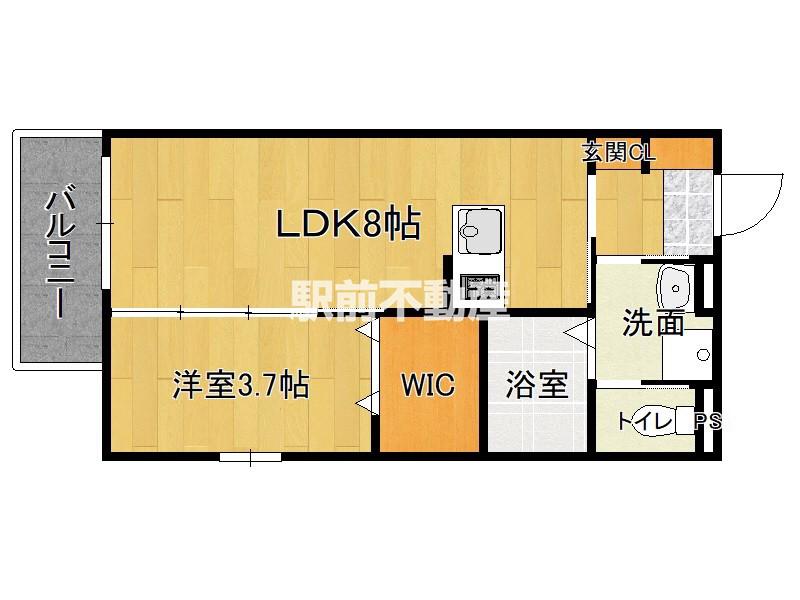 ROBOT HOME 西新(1LDK/1階)の間取り写真