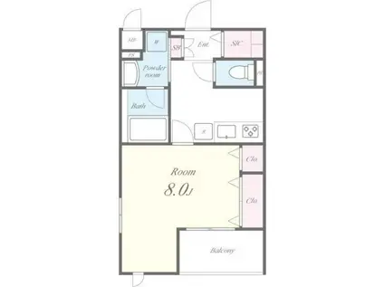 カンパネラ(1K/1階)の間取り写真