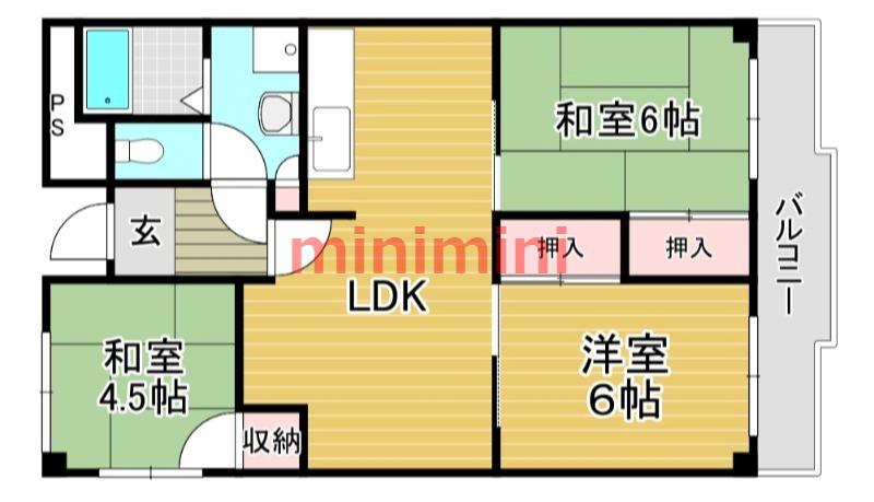 メゾンカーサー2号館(3LDK/2階)の間取り写真
