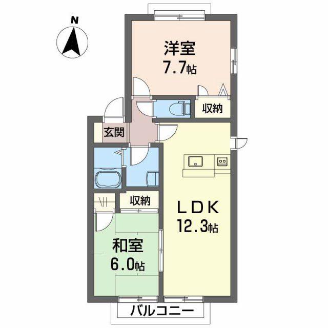 グランシードあい A(2LDK/2階)の間取り写真