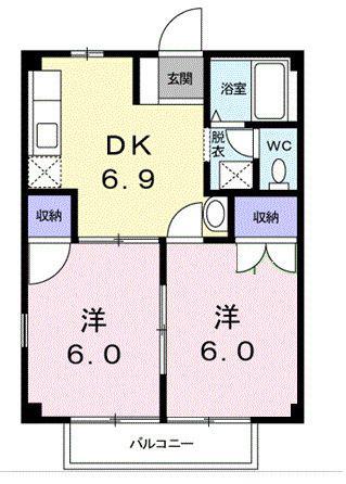 サニーハイツ小川(2DK/1階)の間取り写真