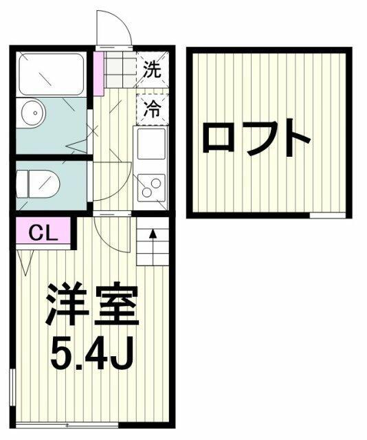 ウィンガーデン川和町A棟(1K/2階)の間取り写真