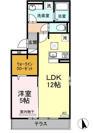 ヴェリタ(1LDK/1階)の間取り写真