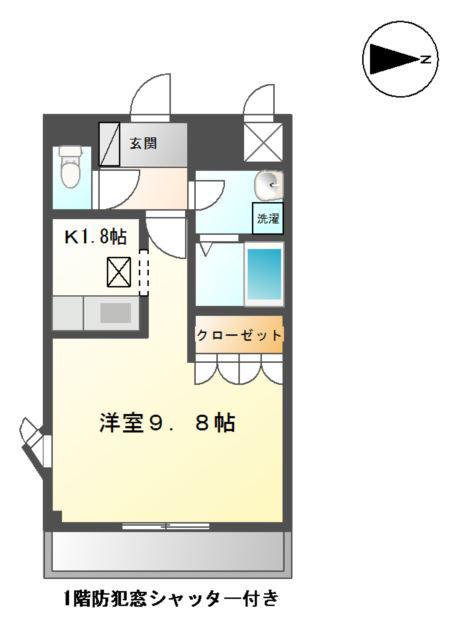 ミール株山(1K/1階)の間取り写真